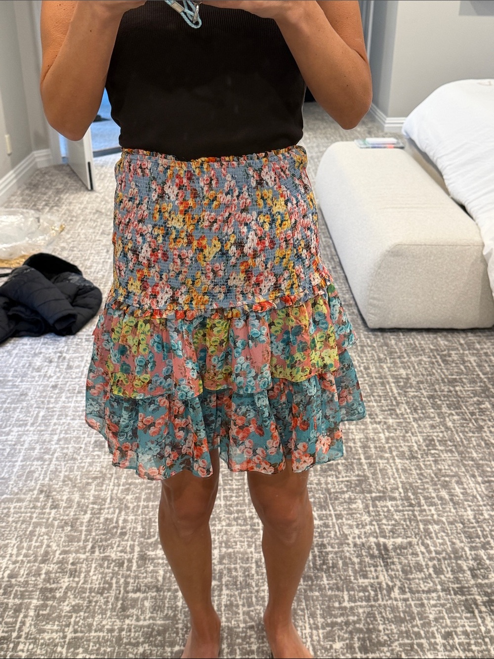 Allison Floral Tiered Smocked Mini Skirt